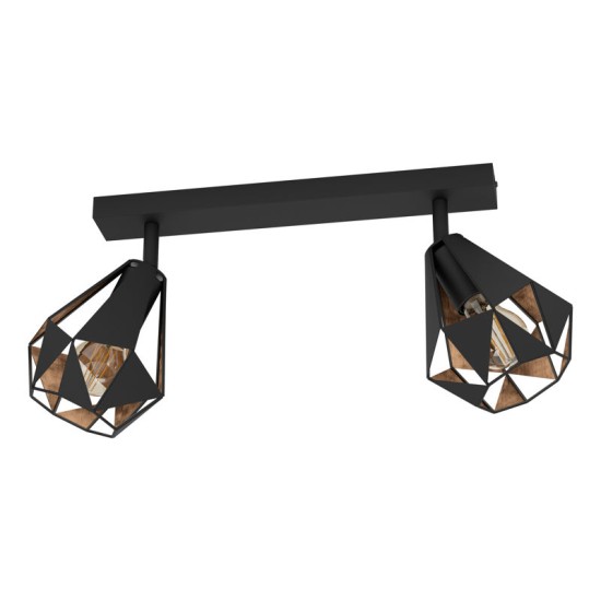 PLAFONIERA VINTAGE EGLO CARLTON 7, E27 2X40W , NEGRU, CUPRU ANTICHIZAT PLAFONIERA VINTAGE EGLO CARLTON 7, E27 2X40W , NEGRU, CUPRU ANTICHIZAT