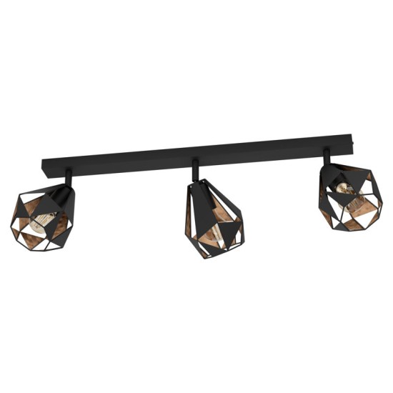 PLAFONIERA VINTAGE EGLO CARLTON 7, E27 3X40W , NEGRU, CUPRU ANTICHIZAT PLAFONIERA VINTAGE EGLO CARLTON 7, E27 3X40W , NEGRU, CUPRU ANTICHIZAT