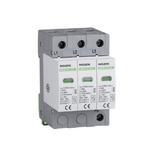 DISPOZITIV DE PROTECTIE LA SUPRATENSIUNE , CLASA 1 +2 (B + C), IIMP=12,5 KA, UC=275 VAC, 3 POLI Ex9UE1+2 12.5 3P 275