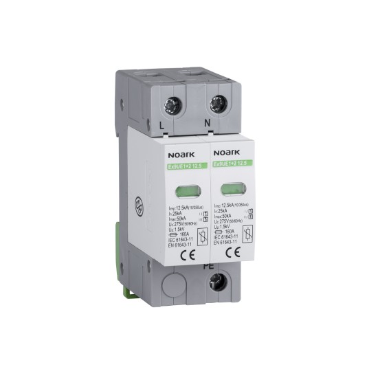 DISPOZITIV DE PROTECTIE LA SUPRATENSIUNE , CLASA 1 +2 (B + C), IIMP=12,5 KA, UC=275 VAC, 2 POLI Ex9UE1+2 12.5 2P 275