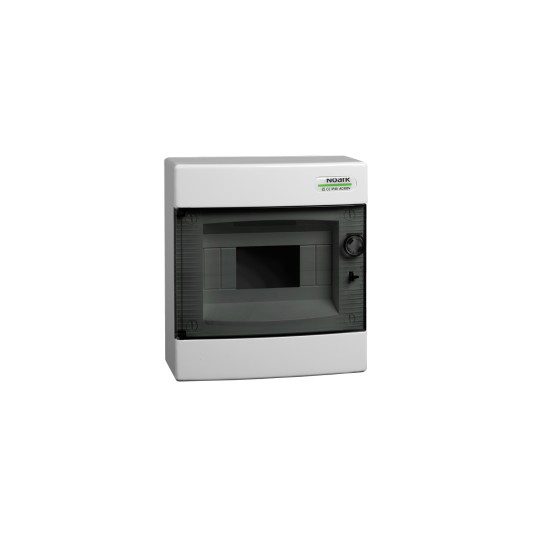 COFRET DE DISTRIBUTIE DIN PLASTIC, MONTARE APARENTA, USA TRANPARENTA, IP40, 1 RAND, 8 MODULE PNS 8T