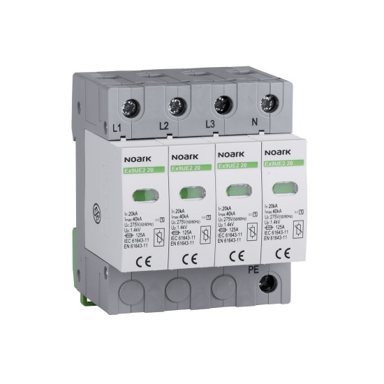 DISPOZITIVE DE PROTECTIE LA SUPRATENSIUNE EX9UE, CLASA 2 ( C ), IN=20 KA, UC=275 VAC, 4 POLI, CU CONTACT DE SEMNALIZARE LA DISTANTA Ex9UE2 20R 4P 275
