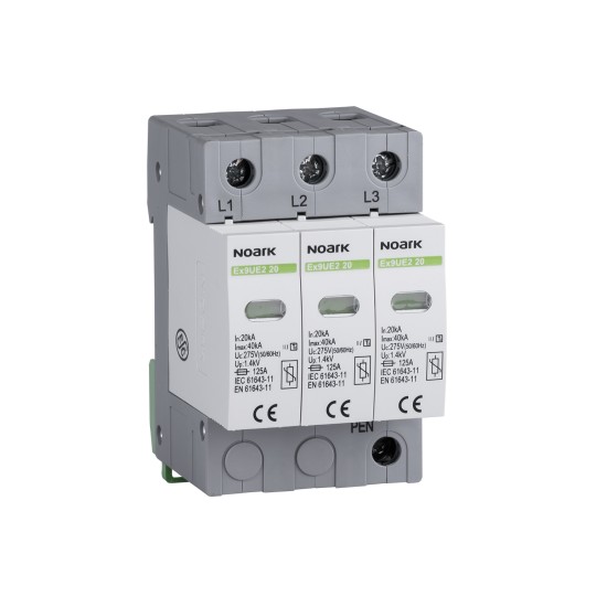 DISPOZITIVE DE PROTECTIE LA SUPRATENSIUNE EX9UE, CLASA 2 ( C ), IN=20 KA, UC=275 VAC, 3 POLI Ex9UE2 20 3P 275