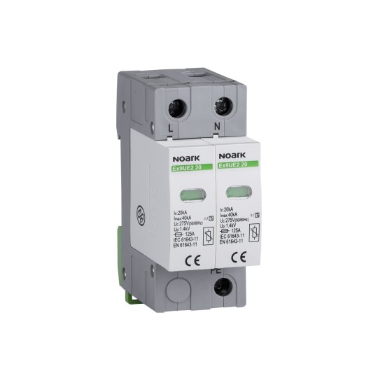 DISPOZITIVE DE PROTECTIE LA SUPRATENSIUNE EX9UE, CLASA 2 ( C ), IN=20 KA, UC=275 VAC, 2 POLI Ex9UE2 20 2P 275