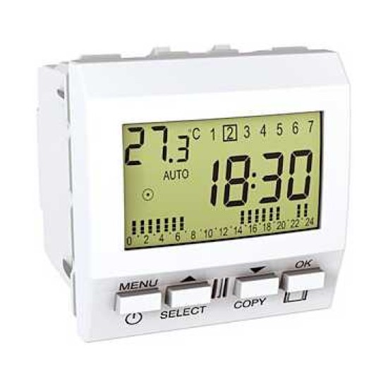 UNICA - CRONOMETRU PROGRAMABIL SAPTAMANAL - 230 V C.A. - 2 M - ALB UNICA - CRONOMETRU PROGRAMABIL SAPTAMANAL - 230 V C.A. - 2 M - ALB