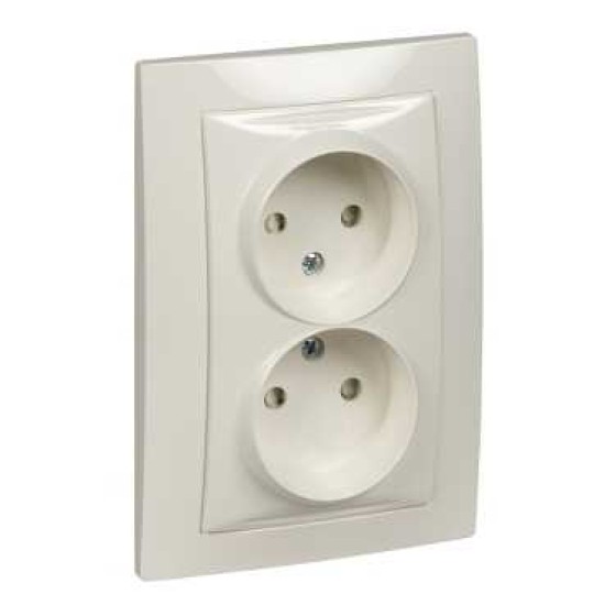 UNICA - 2 PRIZE ELECTRICE - 2P - 16 A 250 V C.A. - 2 M - IVORIU