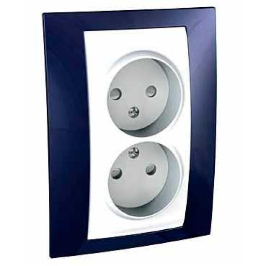 UNICA PLUS - PRIZA DUBLA COMPLETA , UK - 4 M - ALB/ALBASTRU INDIGO