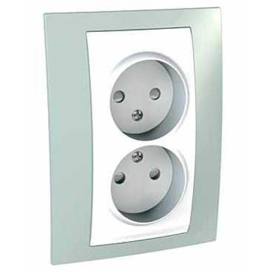 UNICA PLUS - PRIZA DUBLA COMPLETA , UK - 4 M - ALB/VERDE ACVATIC