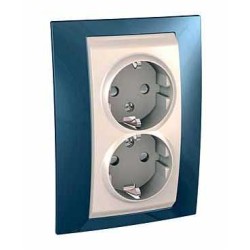 UNICA PLUS - PRIZA DUBLA COMPLETA - 2P+E, UK - 4 M - FILDES/ALBASTRU GLACIAR