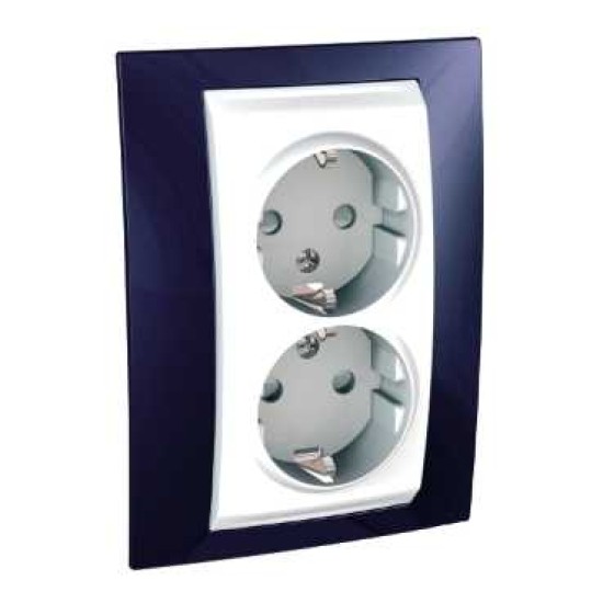 UNICA PLUS - PRIZA DUBLA COMPLETA - 2P+E, UK - 4 M - ALB/ALBASTRU INDIGO