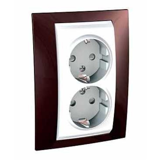 UNICA PLUS - PRIZA DUBLA COMPLETA - 2P+E, UK - 4 M - ALB/TERACOTA