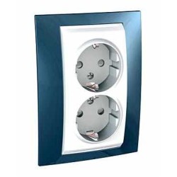 UNICA PLUS - PRIZA DUBLA COMPLETA - 2P+E, UK - 4 M - ALB/ALBASTRU GLACIAR