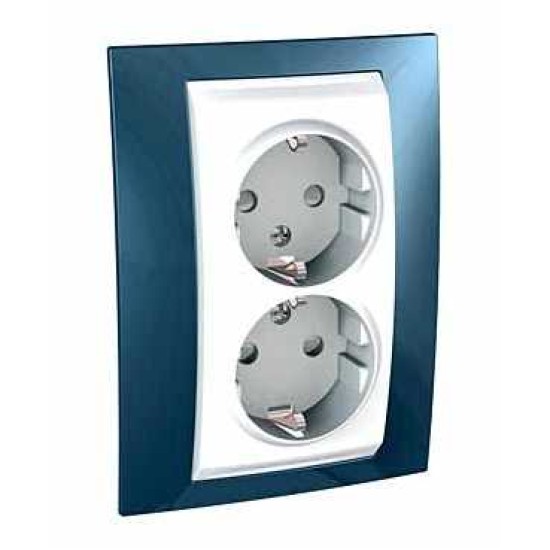 UNICA PLUS - PRIZA DUBLA COMPLETA - 2P+E, UK - 4 M - ALB/ALBASTRU GLACIAR