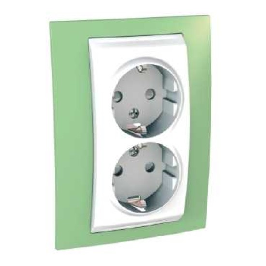 UNICA PLUS - PRIZA DUBLA COMPLETA - 2P+E, UK - 4 M - ALB/MAR VERDE