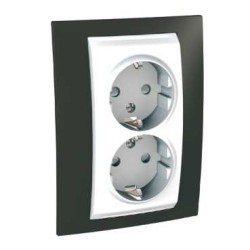 UNICA PLUS - PRIZA DUBLA COMPLETA - 2P+E, UK - 4 M - ALB/CACAO