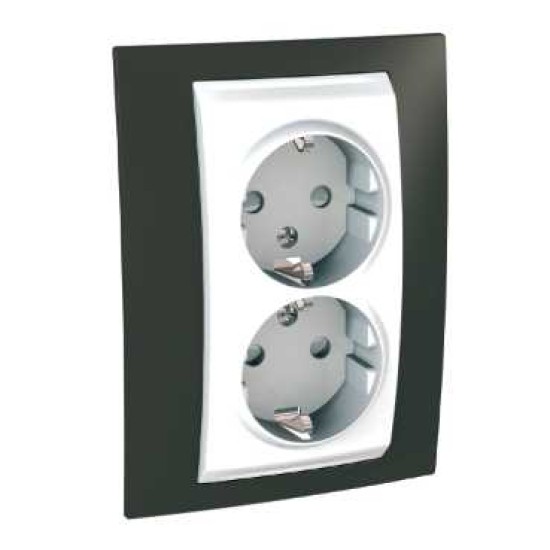 UNICA PLUS - PRIZA DUBLA COMPLETA - 2P+E, UK - 4 M - ALB/CACAO