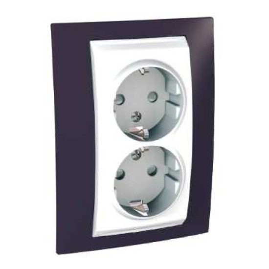 UNICA PLUS - PRIZA DUBLA COMPLETA - 2P+E, UK - 4 M - ALB/GARNET