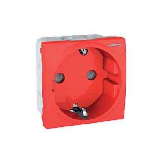 UNICA - PRIZA SIMPLA - 2P+E, OBTURATOARE, DE - 2 M - ROSU