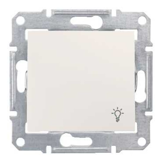 SEDNA - BUTON MONOPOLAR - 10AX SIMBOL LUMINA, IP44 FARA RAMA CREM