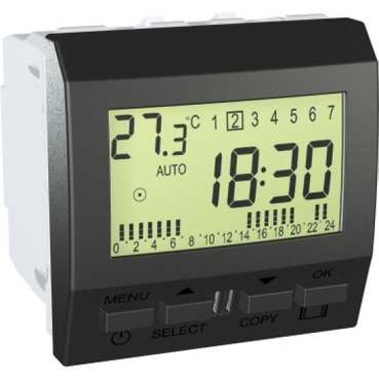 UNICA TOP/CLASS - PROGRAMATOR SAPTAMANAL - 230V C.A. - 2 MODULE - GRAFIT UNICA TOP/CLASS - PROGRAMATOR SAPTAMANAL - 230V C.A. - 2 MODULE - GRAFIT