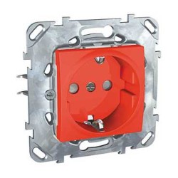 UNICA TOP - 1 PRIZA ELECTRICA - 2P+E, OBTURATOARE - GERMANIA - 2 M - ROSU