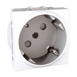 UNICA - PRIZA SIMPLA - 2P+E, OBTURATOARE, DE - 2 M - ALB