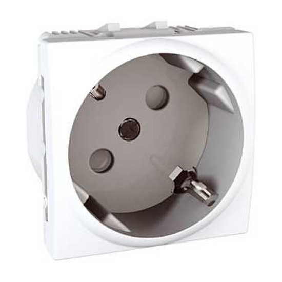 UNICA - PRIZA SIMPLA - 2P+E, OBTURATOARE, DE - 2 M - ALB