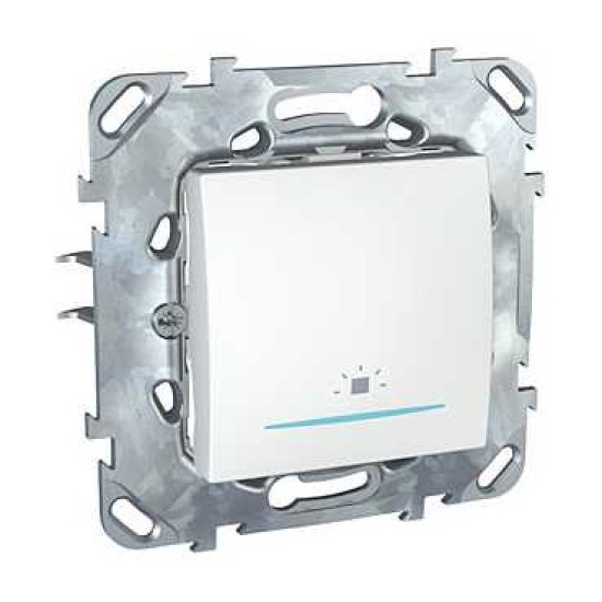 UNICA - COMUTATOR CU BUTON - 10 A 250 V C.A. - 2 M - ALB UNICA - COMUTATOR CU BUTON - 10 A 250 V C.A. - 2 M - ALB