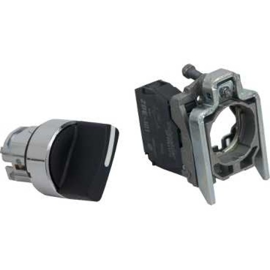 SELECTOR COMPLET NEGRU Ø22, CU OPRIRE IN 2 POZITII 1NO