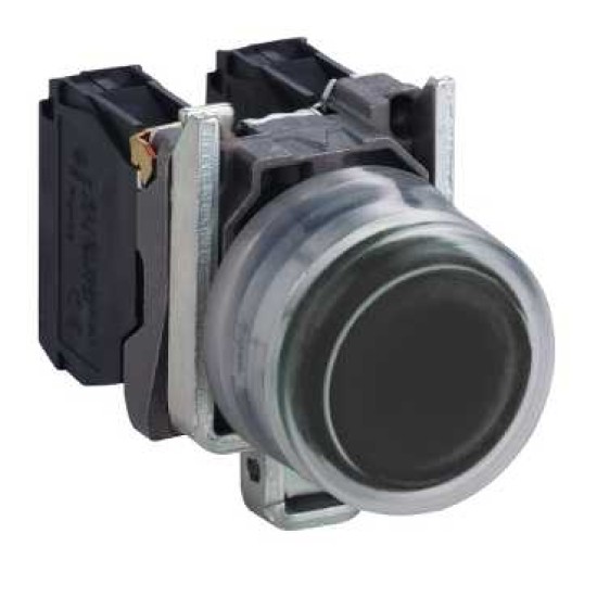 BUTON COMPLET PROEMINENT NEGRU Ø22, CU REVENIRE CU ARC, 1NO, NEMARCAT