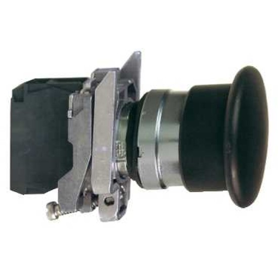 BUTON TIP CIUPERCA Ø40 NEGRU, REVENIRE CU ARC Ø22, 1NO BUTON TIP CIUPERCA Ø40 NEGRU, REVENIRE CU ARC Ø22, 1NO