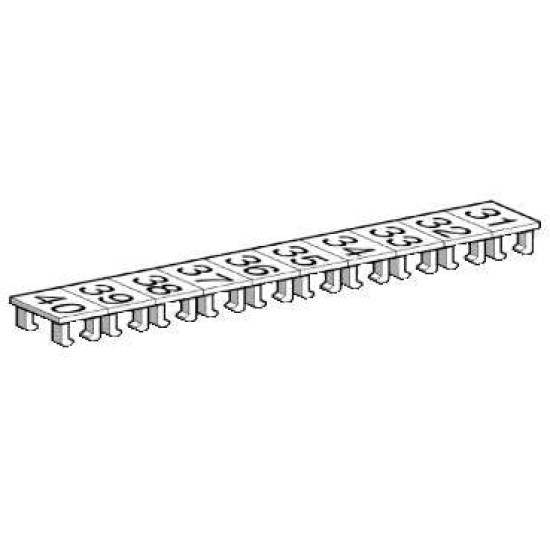 ETICHETA CLEMA, ALBA - PAS 6 MM - 25 BENZI DE 10 CARACTERE 31...40