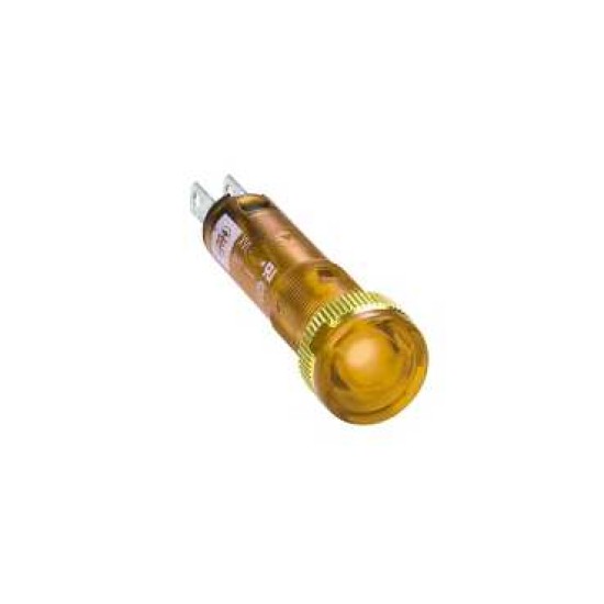 LAMPA PILOT Ø8 - IP40/IP65 - GALBEN - LED ACOPERIT INCLUS - 24V - FASTON