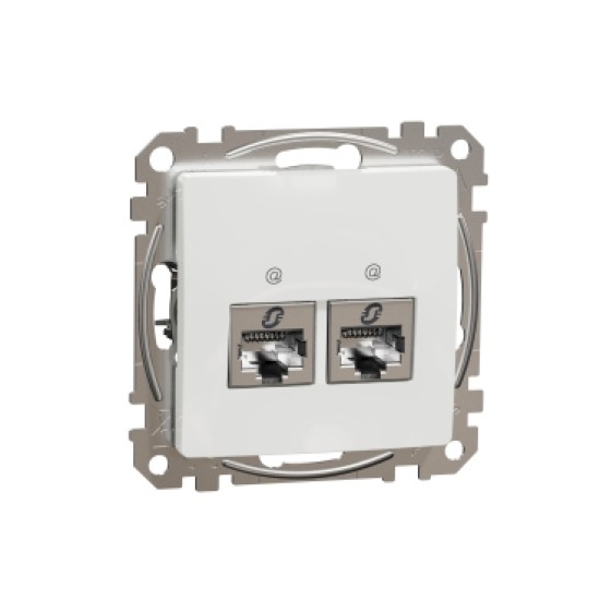 Sedna Design, Priza dubla RJ45 Cat6 STP, alb