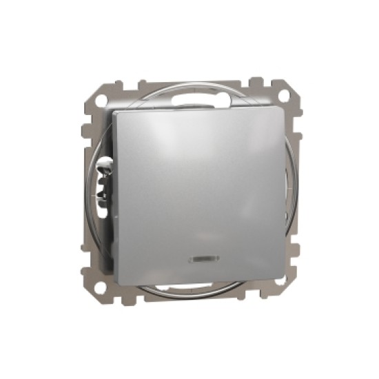Sedna Design, Intrerupator cruce indicator luminos albastru, aluminiu Sedna Design, Intrerupator cruce indicator luminos albastru, aluminiu