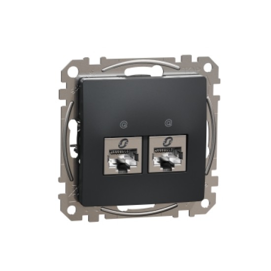 Sedna Design, Priza dubla RJ45 Cat6 STP, antracit