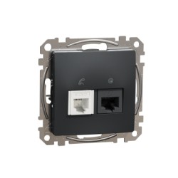 Sedna Design, Priza RJ11-RJ45 Cat6 UTP, antracit