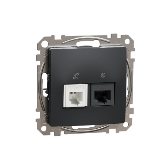 Sedna Design, Priza RJ11-RJ45 Cat6 UTP, antracit