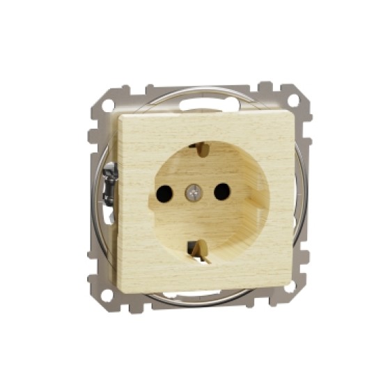 Sedna Elements, Priza 2P+E cu obturatoare, fara surub, lemn