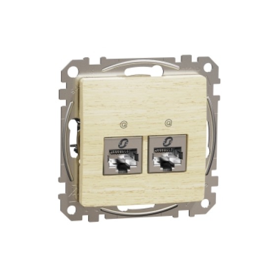 Sedna Elements, Priza dubla RJ45 Cat6 STP, lemn