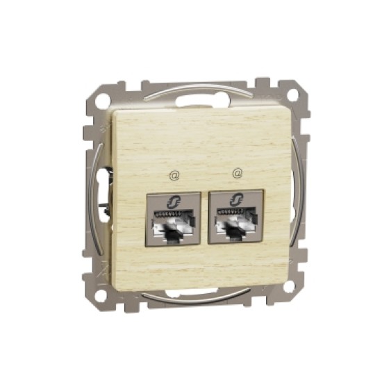 Sedna Elements, Priza dubla RJ45 Cat6A STP, lemn