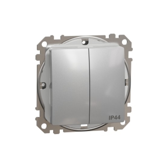 Sedna Design, Intrerupator dublu 10AX IP44, aluminiu Sedna Design, Intrerupator dublu 10AX IP44, aluminiu