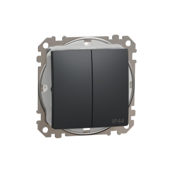 Sedna Design, Intrerupator dublu 10AX IP44, antracit Sedna Design, Intrerupator dublu 10AX IP44, antracit
