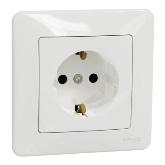 Sedna Design, Priza 2P+E cu obturatoare si rama decorativa, alb