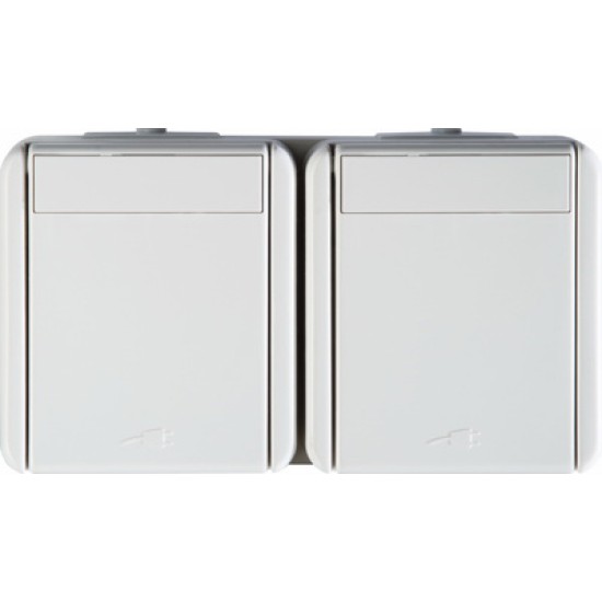 Priza Sch dubl oriz IP44 alb