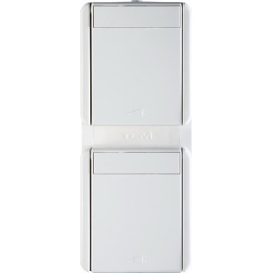 Priza Sch dubl vert  IP44 alb