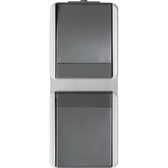 Priza Sch+CapSc vert IP44 gri