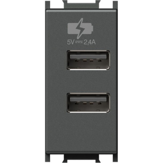 Modul Incarcator 2*USB 5V 2,4A 1M antracit