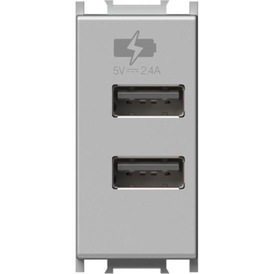 Modul Incarcator 2*USB 5V 2,4A 1M argint