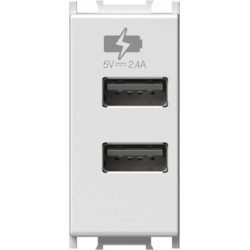 Modul Incarcator 2*USB 5V 2,4A 1M alb mat